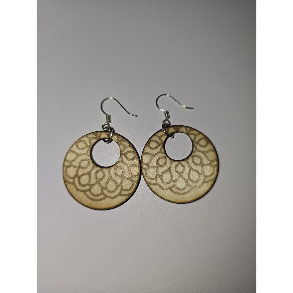 Wooden Laser Cut Earrings Boho Lightweight Handmade Jewelry